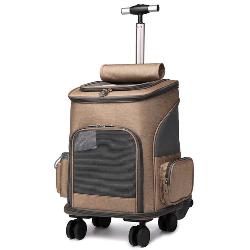 Pet Portable Backpack Trolley With Universal Wheel